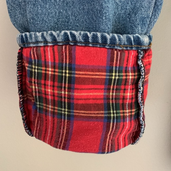 LL Bean jeans lined with plaid flannel size 32 good preowned condition - Picture 2 of 14